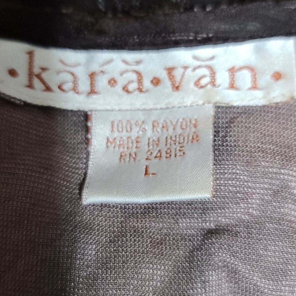 Kar.a.van‎ Women's Brown crushed velvety and lace dress size L GUC - Picture 8 of 9